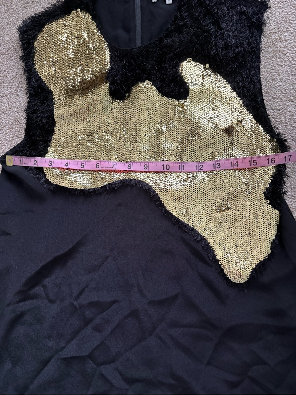 3.1 Phillip Lim 100% Silk Black Sleeveless Top Gold Sequins Size 8 Mixed Media - Picture 5 of 6